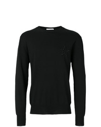 schwarzer bestickter Pullover mit einem Rundhalsausschnitt von Givenchy