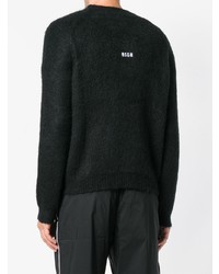 schwarzer bestickter Pullover mit einem Rundhalsausschnitt von MSGM