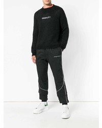 schwarzer bestickter Pullover mit einem Rundhalsausschnitt von MSGM