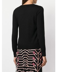 schwarzer bestickter Pullover mit einem Rundhalsausschnitt von Temperley London