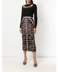 schwarzer bestickter Pullover mit einem Rundhalsausschnitt von Temperley London