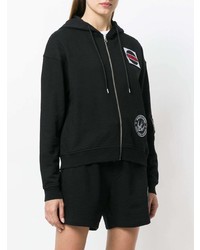 schwarzer bestickter Pullover mit einer Kapuze von McQ Alexander McQueen