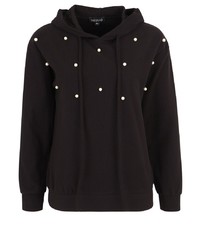 schwarzer bestickter Pullover mit einer Kapuze von VESTINO