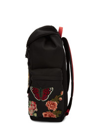 schwarzer bestickter Segeltuch Rucksack von Gucci