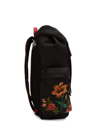 schwarzer bestickter Segeltuch Rucksack von Gucci