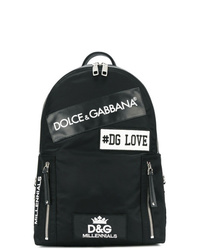 schwarzer bestickter Segeltuch Rucksack von Dolce & Gabbana