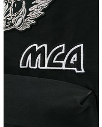 schwarzer bestickter Segeltuch Rucksack von McQ Alexander McQueen