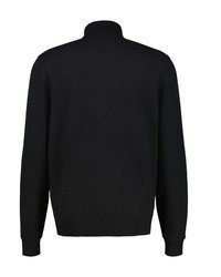 schwarzer bestickter Wollrollkragenpullover von LERROS
