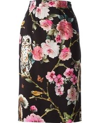 schwarzer Bleistiftrock mit Blumenmuster von Dolce & Gabbana
