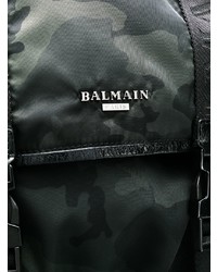 schwarzer Camouflage Leder Rucksack von Balmain