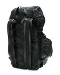 schwarzer Camouflage Leder Rucksack von Balmain