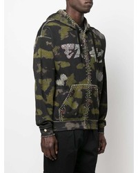 schwarzer Camouflage Pullover mit einem Kapuze von Moschino