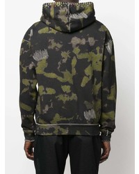 schwarzer Camouflage Pullover mit einem Kapuze von Moschino