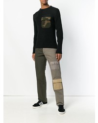 schwarzer Camouflage Pullover mit einem Rundhalsausschnitt von Gosha Rubchinskiy