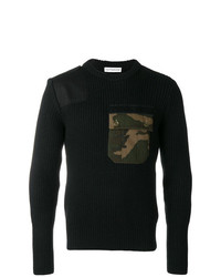 schwarzer Camouflage Pullover mit einem Rundhalsausschnitt von Gosha Rubchinskiy