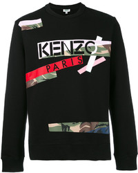 schwarzer Camouflage Pullover mit einem Rundhalsausschnitt von Kenzo
