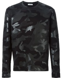 schwarzer Camouflage Pullover mit einem Rundhalsausschnitt von Valentino