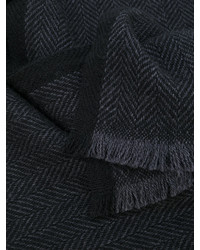 schwarzer leichter Schal mit Chevron-Muster von Salvatore Ferragamo
