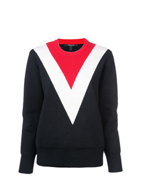 schwarzer Pullover mit einem Rundhalsausschnitt mit Chevron-Muster von Derek Lam