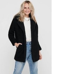 schwarzer flauschiger Mantel von Only