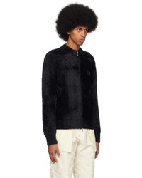 schwarzer flauschiger Pullover mit einem Reißverschluß von Craig Green