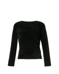 schwarzer flauschiger Pullover mit einem Rundhalsausschnitt von GUILD PRIME