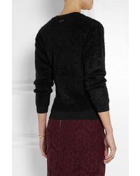 schwarzer flauschiger Pullover mit einem Rundhalsausschnitt von Burberry