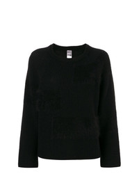 schwarzer flauschiger Pullover mit einem Rundhalsausschnitt von Lorena Antoniazzi