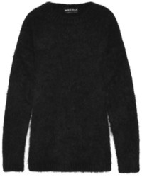 schwarzer flauschiger Pullover mit einem Rundhalsausschnitt von Rochas