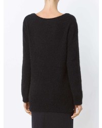 schwarzer flauschiger Pullover mit einem V-Ausschnitt von OSKLEN