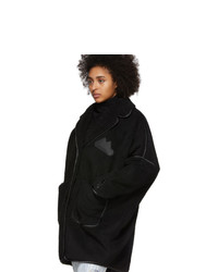 schwarzer Fleece-Mantel von MM6 MAISON MARGIELA