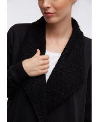 schwarzer Fleece-Mantel von Dreimaster