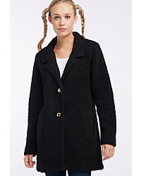 schwarzer Fleece-Mantel von myMo