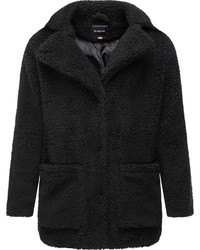 schwarzer Fleece-Mantel von Sublevel