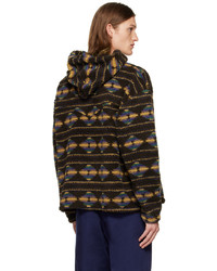 schwarzer Fleece-Pullover mit einem Kapuze mit Norwegermuster von Andersson Bell