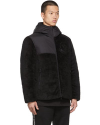 schwarzer Fleece-Pullover mit einem Kapuze von Moncler Genius