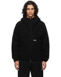 schwarzer Fleece-Pullover mit einem Kapuze von 4SDESIGNS