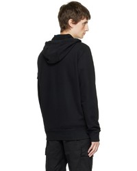 schwarzer Fleece-Pullover mit einem Kapuze von Stone Island