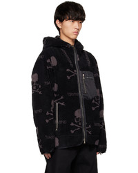 schwarzer Fleece-Pullover mit einem Kapuze von Mastermind Japan