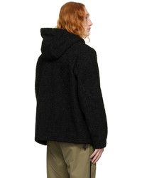 schwarzer Fleece-Pullover mit einem Kapuze von Helmut Lang