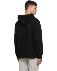 schwarzer Fleece-Pullover mit einem Kapuze von MAISON KITSUNÉ