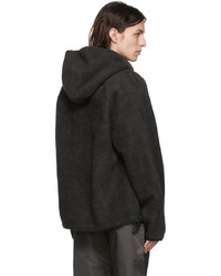 schwarzer Fleece-Pullover mit einem Kapuze von Essentials