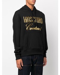 schwarzer Fleece-Pullover mit einem Kapuze von Moschino