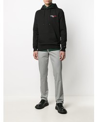 schwarzer Fleece-Pullover mit einem Kapuze von Tommy Jeans