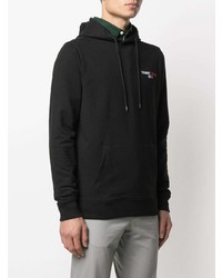 schwarzer Fleece-Pullover mit einem Kapuze von Tommy Jeans