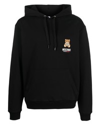 schwarzer Fleece-Pullover mit einem Kapuze von Moschino