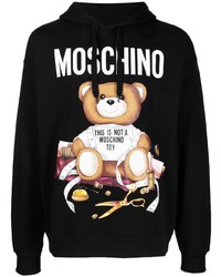 schwarzer Fleece-Pullover mit einem Kapuze von Moschino