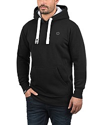 schwarzer Fleece-Pullover mit einem Kapuze von Solid