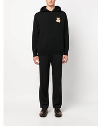 schwarzer Fleece-Pullover mit einem Kapuze von Moschino