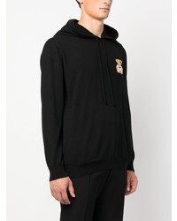 schwarzer Fleece-Pullover mit einem Kapuze von Moschino